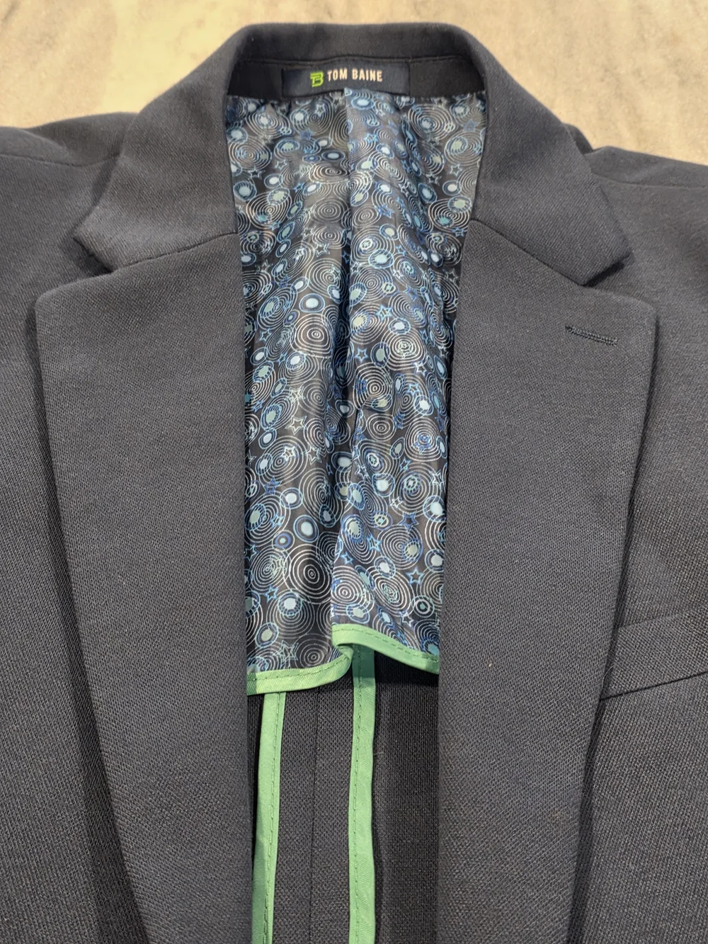 42L Men's Tom Baine Unconstructed Casual Blazer Blue Cotton Flex Sport Coat